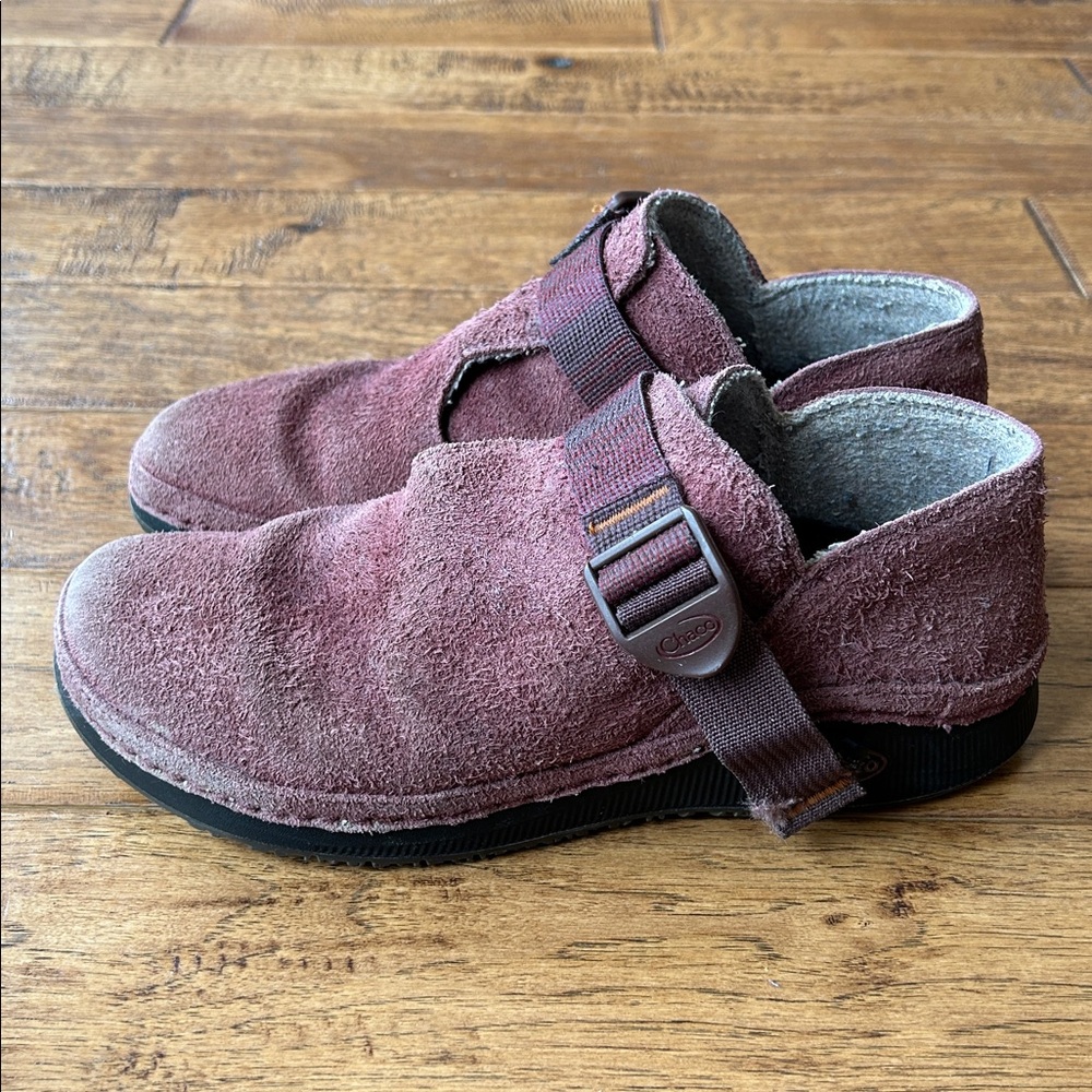 Chaco Women's Suede Slip-On Shoes in Burgundy - Picture 6 of 9